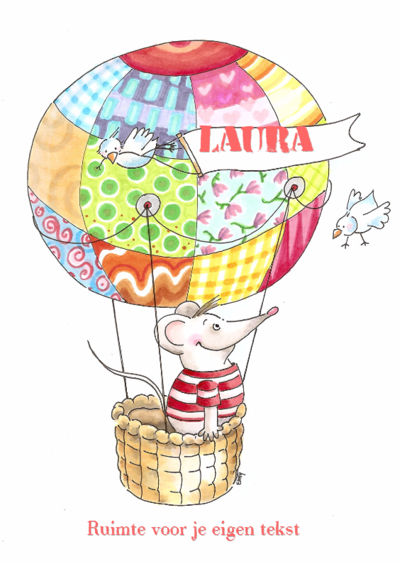 Muis in luchtballon - Kinderkaarten Kinderkaarten - Muis in luchtballon