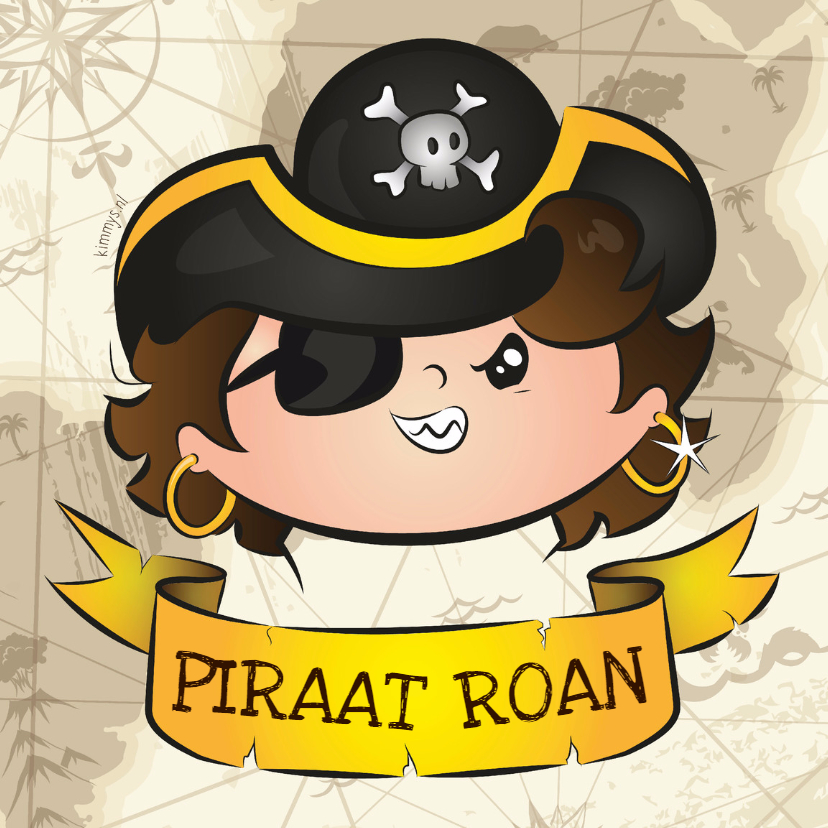Piraat met label voor tekst - Kinderkaarten Kinderkaarten - Piraat met label voor tekst