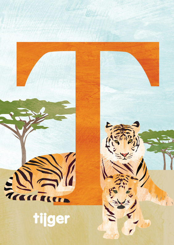 Kinderkaarten - T van tijger
