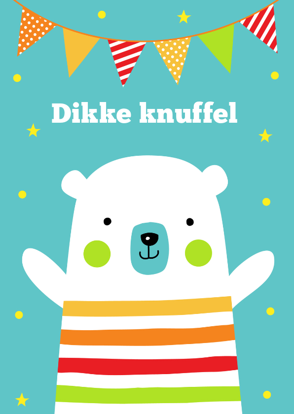Verjaardagskaart ijsbeer slinger - Kinderkaarten Kinderkaarten - Verjaardagskaart ijsbeer slinger