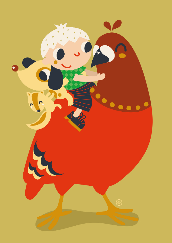 Vrolijke kaart met een duif voor een jongen - Kinderkaarten Kinderkaarten - Vrolijke kaart met een duif voor een jongen