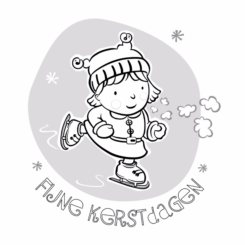 Inkleurkaart met schaatsend meisje - Kleurplaat kaarten Kleurplaat kaarten - Inkleurkaart met schaatsend meisje