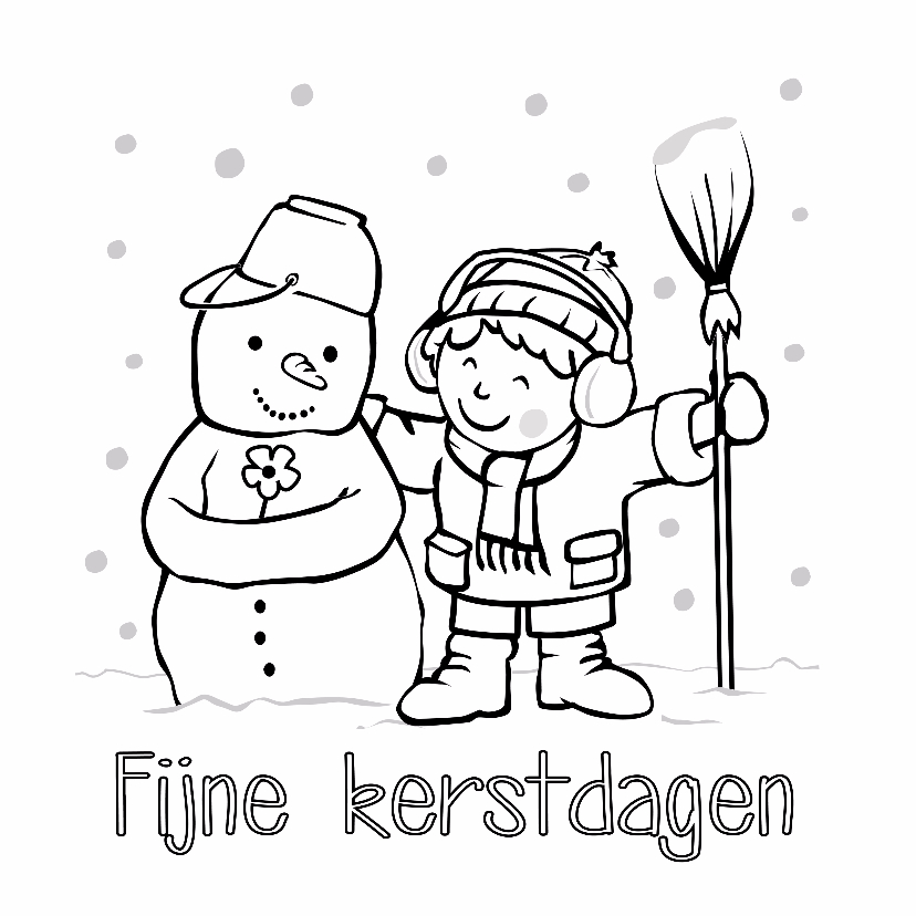 Kerst Inkleurkaart Met Sneeuwpop En Jongetje Kaartje2go