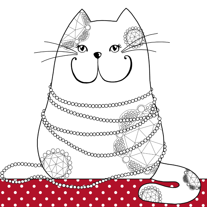 Kleurplaat kaart kat blingbling - Kleurplaat kaarten Kleurplaat kaarten - Kleurplaat kaart kat blingbling