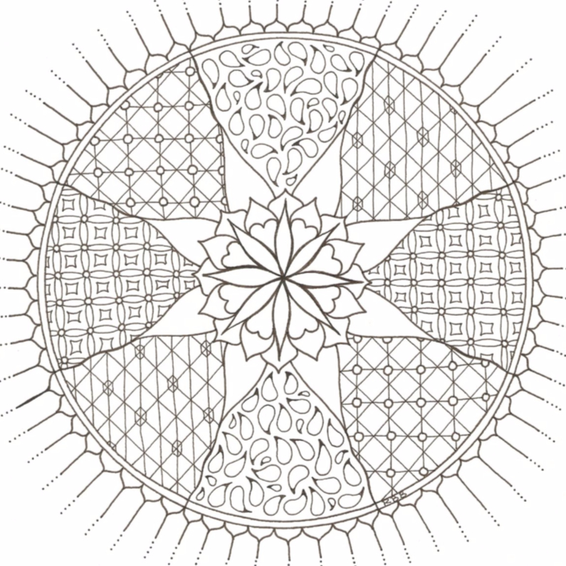 Mandala kleurplaat variatie RB - Kleurplaat kaarten Kleurplaat kaarten - Mandala kleurplaat variatie RB