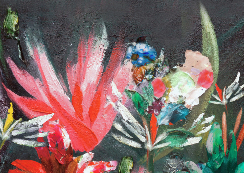 Antraciet & bloemen schildering - Kunstkaarten Kunstkaarten - Antraciet & bloemen schildering
