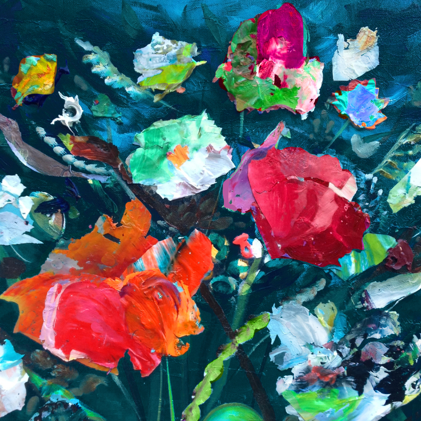 Kunstkaarten - bloemen paletstukken iets fraais