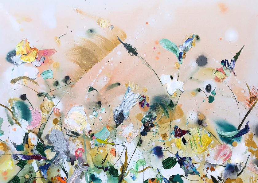 Bloemenschilderij Warm breeze - van Martine de Ruiter - Kunstkaarten Kunstkaarten - Bloemenschilderij Warm breeze - van Martine de Ruiter