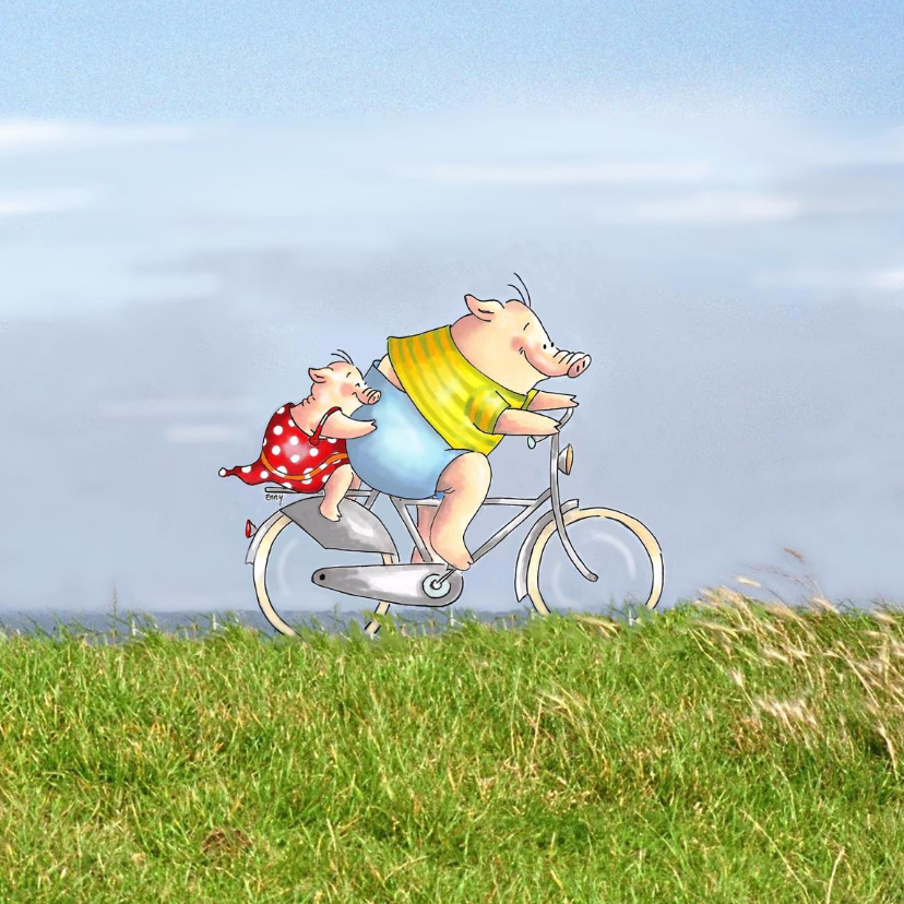 Fietsende varkentjes II - Kunstkaarten Kunstkaarten - Fietsende varkentjes II