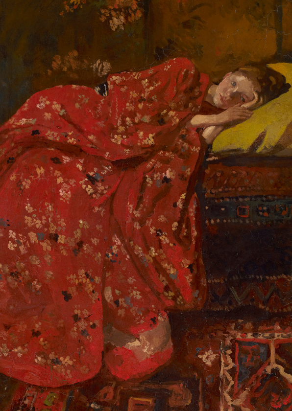 George Breitner. Meisje in rode kimono - Kunstkaarten Kunstkaarten - George Breitner. Meisje in rode kimono