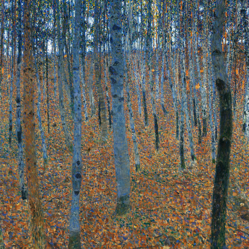 Kunstkaarten - Gustav Klimt. Bos met berkenbomen