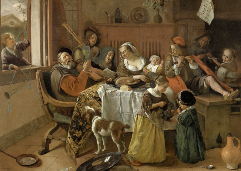 Kunstkaarten - Het vrolijke huisgezin Jan Steen