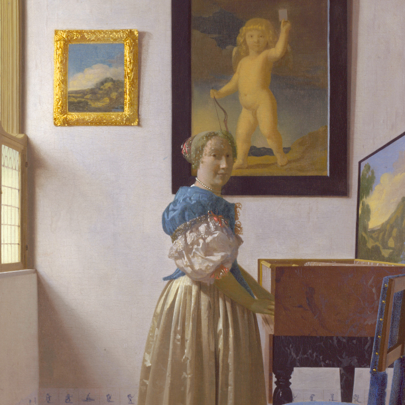 Johannes Vermeer. Jonge vrouw bij een virginaal - Kunstkaarten Kunstkaarten - Johannes Vermeer. Jonge vrouw bij een virginaal
