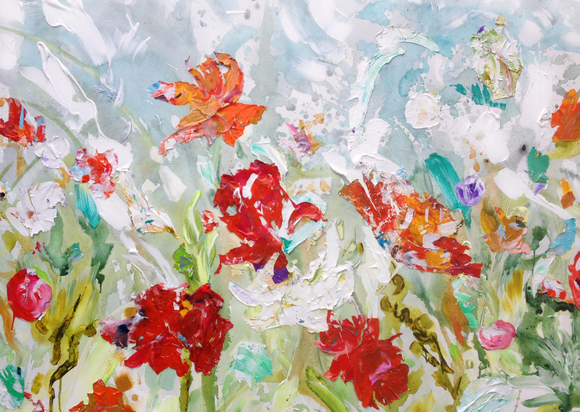 Wonderlijk Kunst bloemen schilderij rh IF - Kunstkaarten | Kaartje2go AS-17