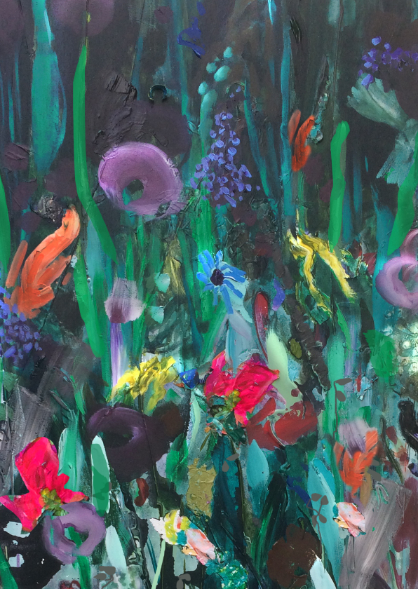 Kunst wilde bloemen paletstukken - Kunstkaarten Kunstkaarten - Kunst wilde bloemen paletstukken