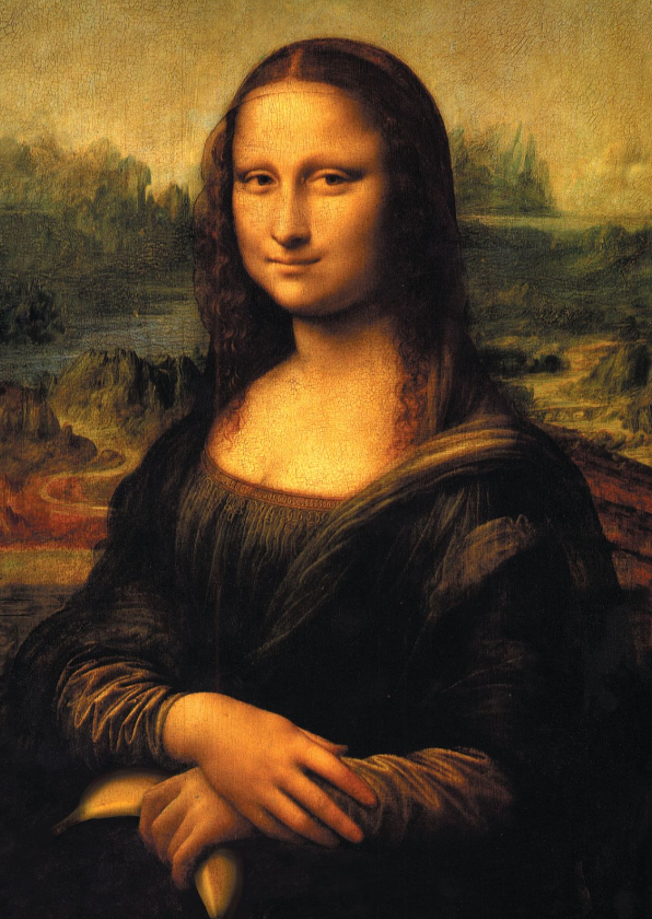 Kunstkaart Mona Lisa met banaan - Kunstkaarten Kunstkaarten - Kunstkaart Mona Lisa met banaan