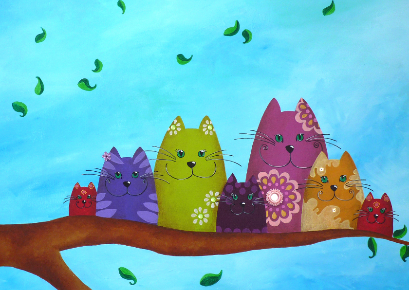 Kunstkaart Nestkatten Lente - Kunstkaarten Kunstkaarten - Kunstkaart Nestkatten Lente