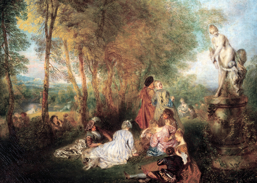 Kunstkaart van Antoine Watteau. Feest - Kunstkaarten Kunstkaarten - Kunstkaart van Antoine Watteau. Feest