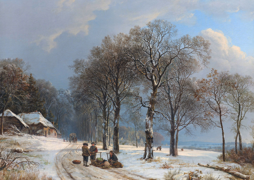 Kunstkaart van Barend Cornelis Koekkoek. Winterlandschap - Kunstkaarten Kunstkaarten - Kunstkaart van Barend Cornelis Koekkoek. Winterlandschap