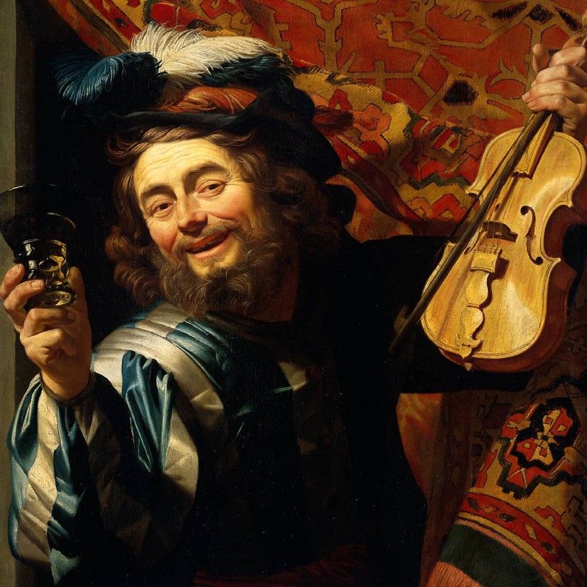 Kunstkaarten - Kunstkaart van Gerrit van Honthorst. De vrolijke speelman
