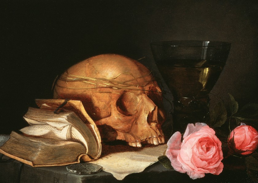 Kunstkaart van Jan Davidsz. Vanitas stilleven. - Kunstkaarten Kunstkaarten - Kunstkaart van Jan Davidsz. Vanitas stilleven.