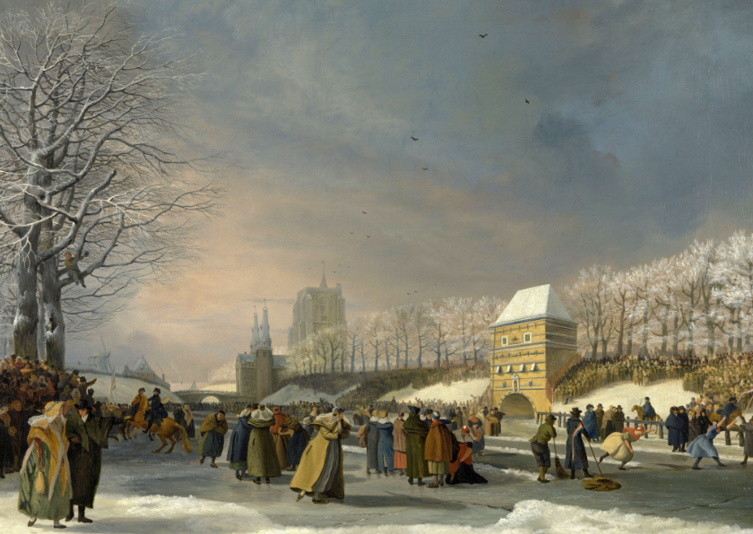 Kunstkaart van Nicolaas Baur. Schaatswedstrijd voor vrouwen - Kunstkaarten Kunstkaarten - Kunstkaart van Nicolaas Baur. Schaatswedstrijd voor vrouwen
