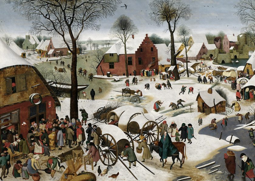 Kunstkaarten - Kunstkaart van Pieter Breughel. De volkstelling te Bethlehem