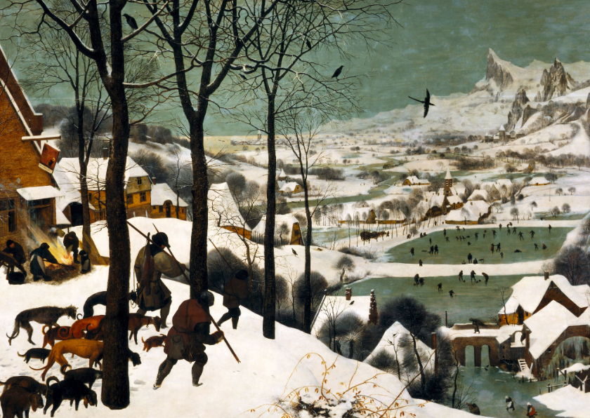 Kunstkaart van Pieter Bruegel de Oude. Jagers in de sneeuw - Kunstkaarten Kunstkaarten - Kunstkaart van Pieter Bruegel de Oude. Jagers in de sneeuw