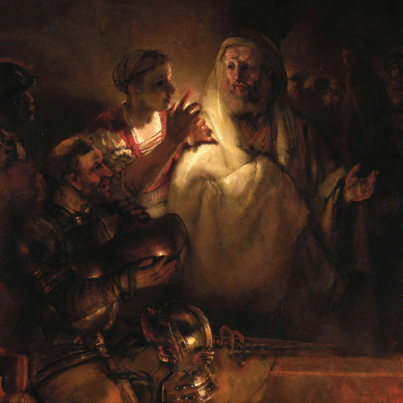 Kunstkaart van Rembrandt van Rijn. Verloochening van Petrus - Kunstkaarten Kunstkaarten - Kunstkaart van Rembrandt van Rijn. Verloochening van Petrus