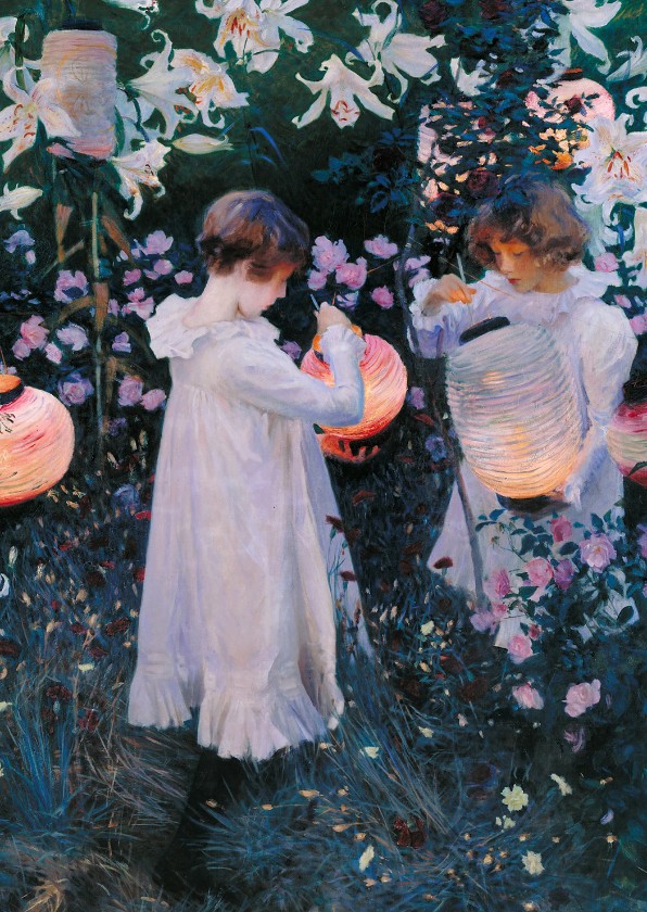 Kunstkaart van Singer Sargent. Kinderen met lampionnen - Kunstkaarten Kunstkaarten - Kunstkaart van Singer Sargent. Kinderen met lampionnen