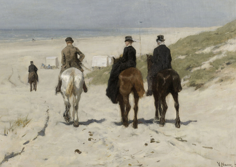 Kunstkaarten - Morgenrit langs het strand
