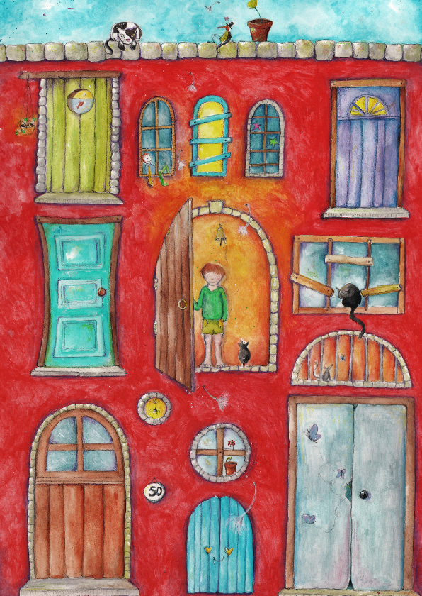Verhuisbericht Knock knock - Kunstkaarten Kunstkaarten - Verhuisbericht Knock knock