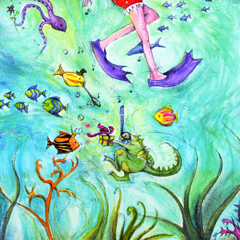 Verjaardagskaart Een vrolijke verjaardag onder water! - Kunstkaarten Kunstkaarten - Verjaardagskaart Een vrolijke verjaardag onder water!
