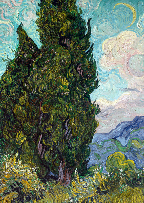 Vincent van Gogh. Landschap met cipressen - Kunstkaarten Kunstkaarten - Vincent van Gogh. Landschap met cipressen