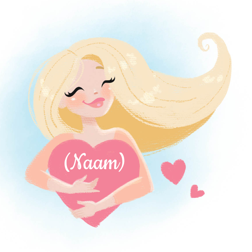 Blond meisje met hart - KO - Liefde kaarten Liefde kaarten - Blond meisje met hart - KO