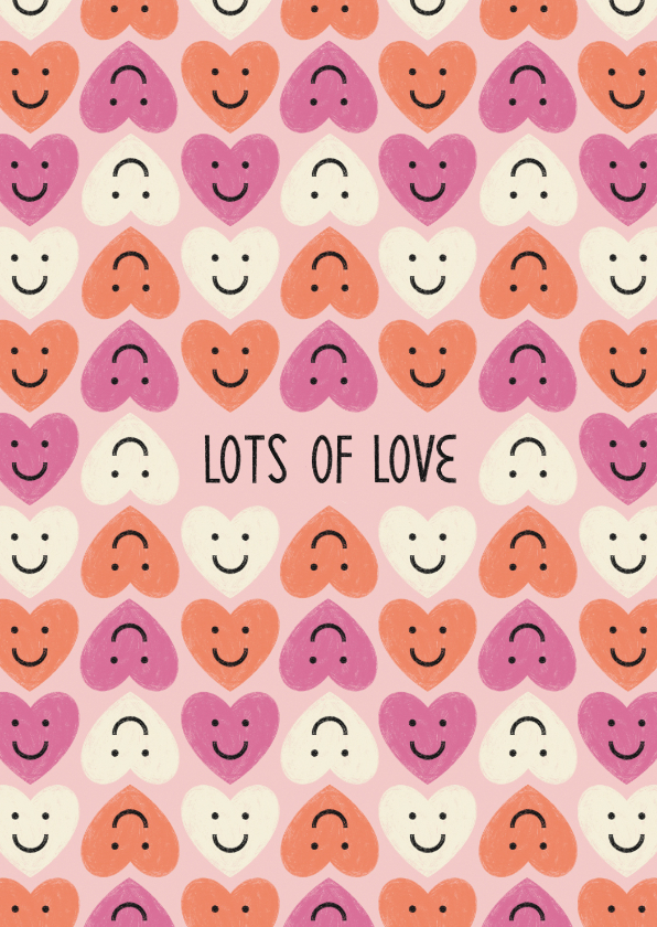 Liefde kaarten - Geïllustreerde kaart met vrolijke hartjes
