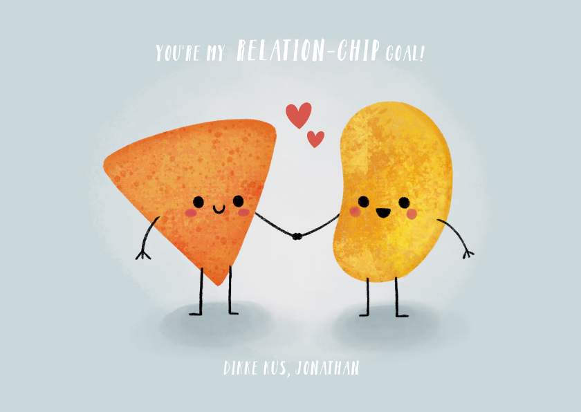 Liefde kaarten - Grappige liefdekaart "relation-chip goals" met chipjes