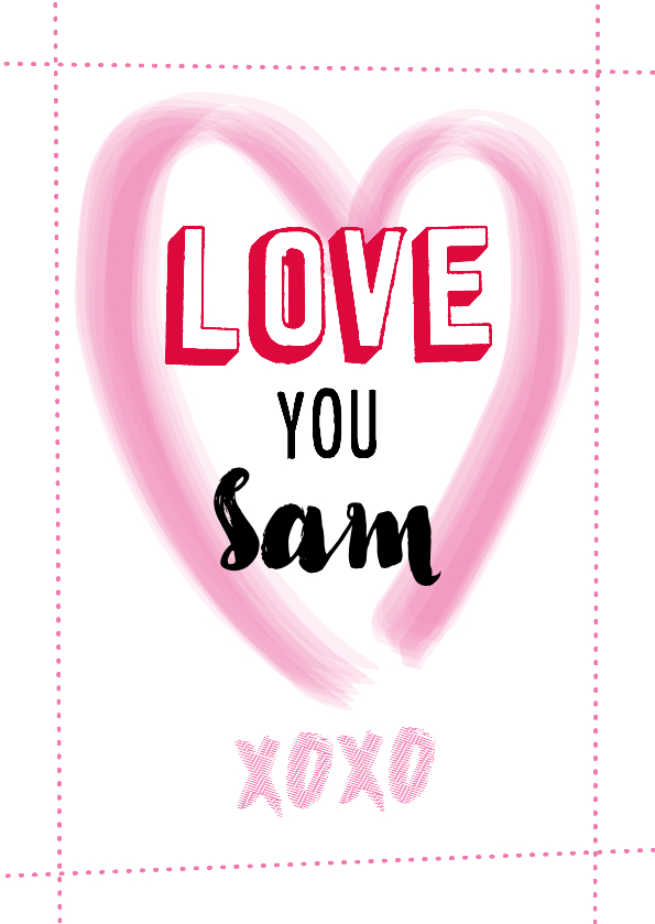 Groot hart met love you en naam aanpasbaar - Liefde kaarten Liefde kaarten - Groot hart met love you en naam aanpasbaar
