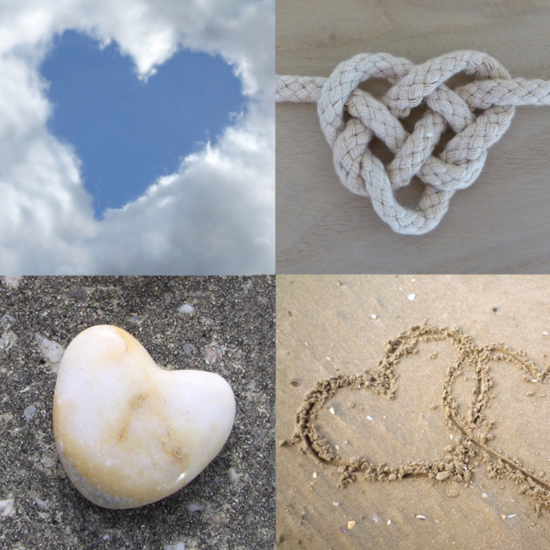 Hartenkaart met vier harten - Liefde kaarten Liefde kaarten - Hartenkaart met vier harten