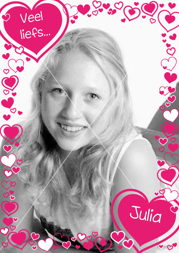 HARTJES Fotokaart met roze hartjes - Liefde kaarten Liefde kaarten - HARTJES Fotokaart met roze hartjes