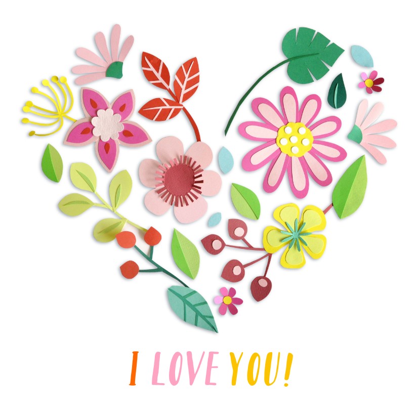 I love you bloemenhart - Liefde kaarten Liefde kaarten - I love you bloemenhart