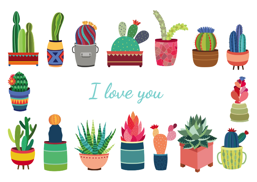 Liefde kaarten - I love you cactus - DH