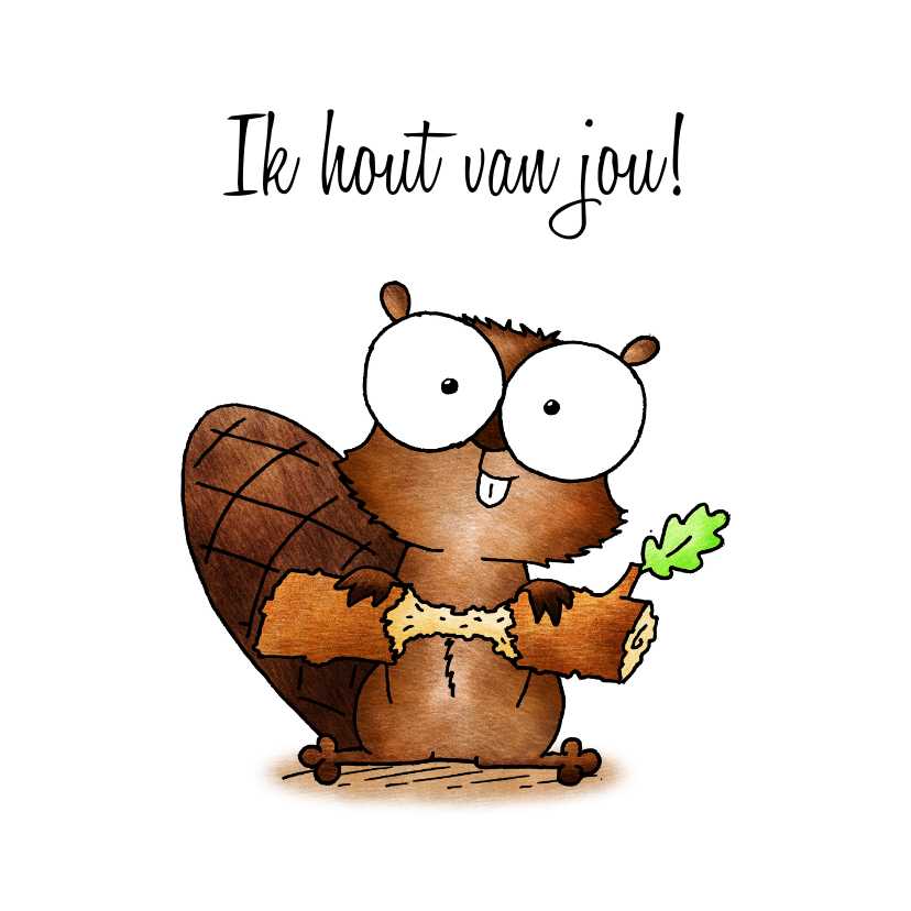 Liefde kaart bevertje - Ik hout van jou - Liefde kaarten Liefde kaarten - Liefde kaart bevertje - Ik hout van jou