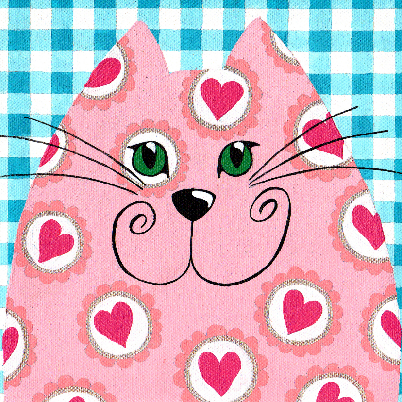 Liefde kaart hartjes kat - Liefde kaarten Liefde kaarten - Liefde kaart hartjes kat