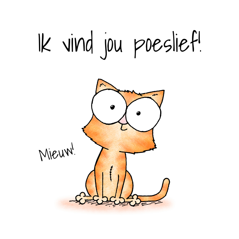 Liefde kaart kleine kitten - Ik vind jou poeslief - Liefde kaarten Liefde kaarten - Liefde kaart kleine kitten - Ik vind jou poeslief