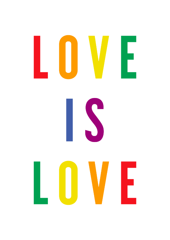 Liefde kaarten - Liefde kaart love is love regenboogkleuren