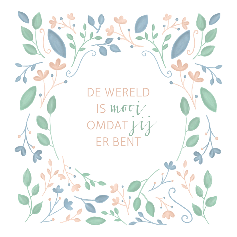 Liefde kaarten - Liefde kaart met geïllustreerde bloemen