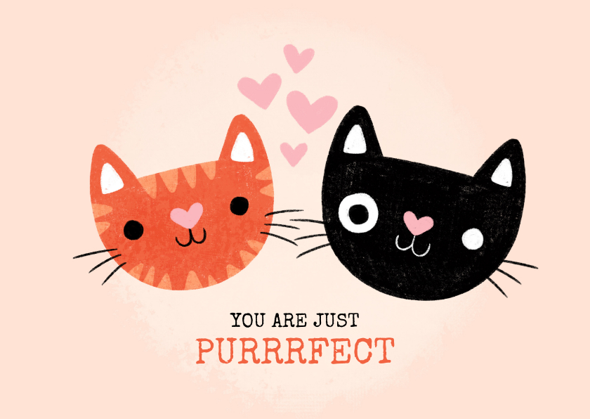 Liefde kaarten -  Liefde kaart met katten "You are just purrfect"