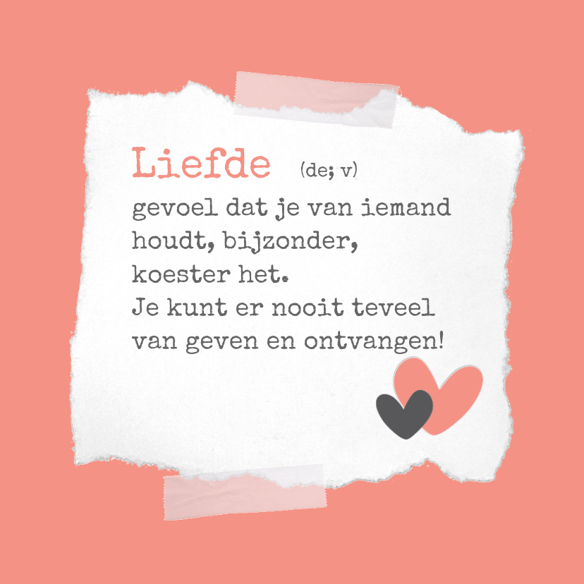 Liefde kaart - woordenboek style - Liefde kaarten Liefde kaarten - Liefde kaart - woordenboek style