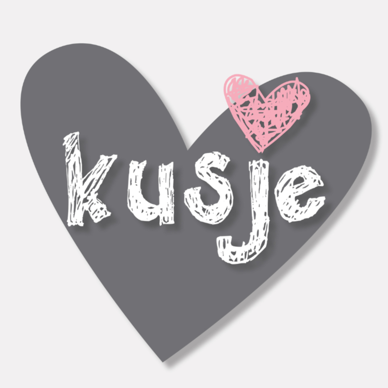 Liefdekaart KusjeGrijsHart - Liefde kaarten Liefde kaarten - Liefdekaart KusjeGrijsHart